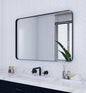 VocalStar Black Metal Framed Bathroom Mirror for Wall, 32 x 40 Inch Large Rounded Rectangle Matte Black Bathroom Vanity Mirror Farmhouse, 1/4-inch Shatterproof Glass | Ultra-Flush Hanging