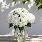 8 Pcs 18 Inch Hydrangea Artificial Flowers Faux Hydrangea Flowers with Stems Fake Bouquet Bulk Realistic Floral for Fall Home Table Christmas Indoor Outdoor Decoration(White)