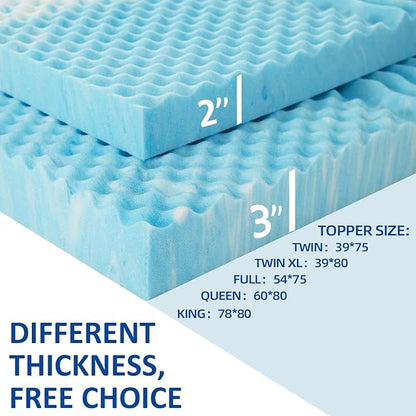 SINWEEK 3 Inch Memory Foam Mattress Topper Twin XL, Twin Extra Long Mattress Pads for College Dorm Single Bed, Pressure Relieve CertiPUR-US Certified, 39x80 Inches, Blue