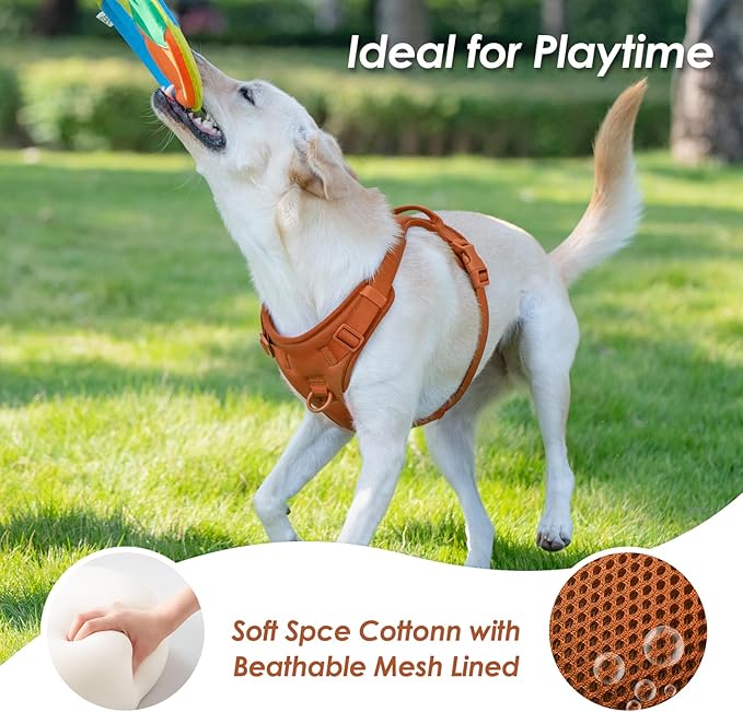 No Pull Dog Harness, Puppy Vest with Front Clip for Small Medium Large Sized Dog(Carmel Brown,L)-Mewly Pet