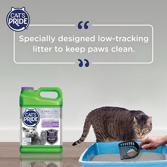 Cat's Pride Max Power: UltraClean Low Tracking Multi-Cat Clumping Litter - Keeps Paws & Home Clean - Up to 10 Days of Powerful Odor Control - 99% Dust Free - Fresh Scent, 15 Pounds-Mewly Pet