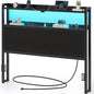 Rolanstar Headboard for Full Size Bed with Storage, 60,000 DIY Color of LED Light, Head Board with USB & Type C Port, Height Adjustable, Black Cabeceras de Cama Comfortable Modern, Wood