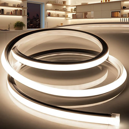 LED Strip Lights Neutral White 4000K,65.6ft 110-120V Neon Rope Lights,Flexible Silicone Outdoor Waterproof Neon Strip Lights for Bedroom,Mirror,Kitchen Cabinet, Living Room,Halloween Decor