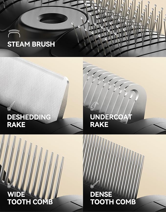 5-in-1 Cat Hair Brush & Gromming Rakes, Cat Steam Comb for Long or Short Haired Indoor Cats, Dog Hair Spritz Comb for Deshedding and Untangling, Pet Brush for Dog Kitten Rabbit Massage-Mewly Pet