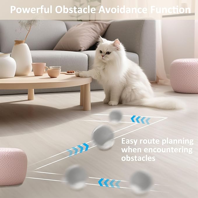 Chewie Viral Rolling Ball, Interactive Cat Toys Ball for Indoor, Cats Interactive Self Rolling Ball Dog Ball Automatic Cat Toy 360° Smart Automatic Rolling Pet Ball (Grey)-Mewly Pet