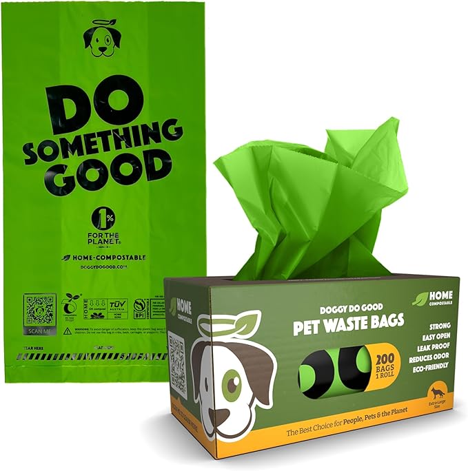 Doggy Do Good Poop Bags | Dog Waste Bags | Unscented, USDA Certified Biobased, Thick & Leak Proof, Easy Open | Standard Size | 100 Count on a Single Roll-Mewly Pet