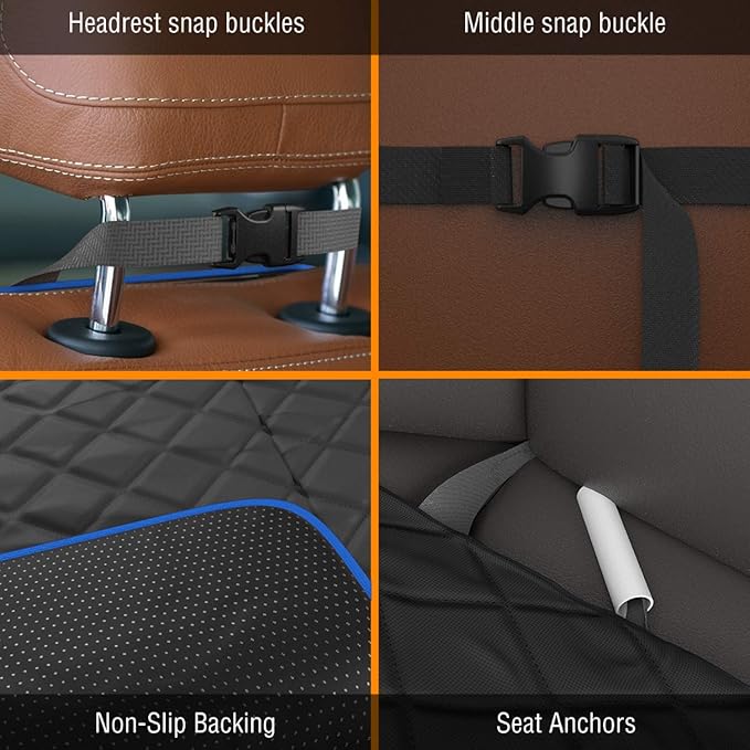 Active Pets Dog Car Seat Cover, Waterproof Front Seat Protector for SUV Truck Sedan, Pet Safety Travel Comfort System with Universal Fit, Blue-Mewly Pet