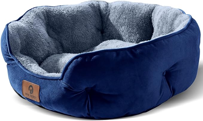 Asvin Medium Dog Bed for Medium Dogs, Large Cat Beds for Indoor Cats, Pet Bed for Puppy and Kitty, Extra Soft & Machine Washable with Anti-Slip & Water-Resistant Oxford Bottom, Blue, 25 inches-Mewly Pet