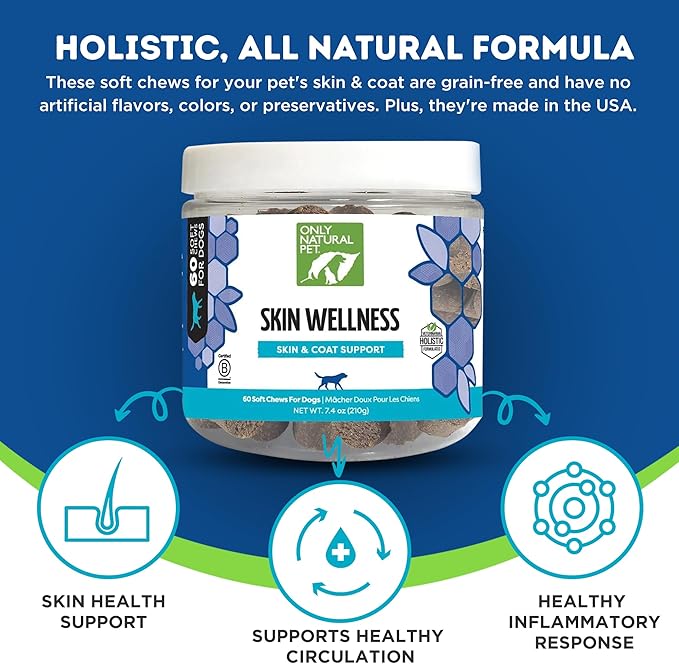 Only Natural Pet Skin Wellness Soft Chew 60 Count-Mewly Pet