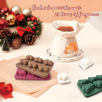Winter Scented Wax Melts,Christmas Soy Wax Melts for Wax Warmer,Strong Mix Fragrance,Forest Pine,Spiced Cider,Gingerbread Cupcake,Snowflake Peppermint Candle Melts Decor Gift,2.1oz(8 Pack)