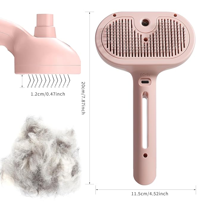 3-in-1 Steam Brush for Cats & Dogs – Hair Removal Comb with One-Click Release & Water Spray – Grooming Brush for Shedding, Long/Short Hair-Mewly Pet