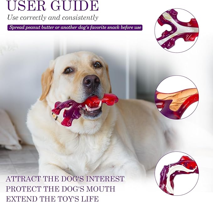 3 Pack Indestructible Dog Chew Bones for Aggressive Chewers - Heavy Duty Long Lasting Chew Toys for Large Dogs, Nylon Teeth Cleaning Toys-Mewly Pet