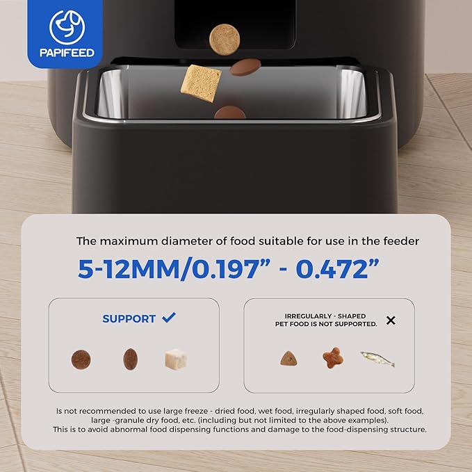 PAPIFEED 2.4G WiFi Automatic Cat Feeder, 6L/25Cup Automatic Pet Feeder with APP Control for Remote Feeding, Detachable for Easy Clean, Cat Food Dispenser with Alexa,1-10 Meals Per Day for Dog, Black-Mewly Pet