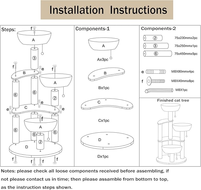 52" Modern Cat Tree Tower for Large Cats, 3Cat Nests Manual Hand Woven Multilevel Huge Paws Pals Cat Tree, Wood Cat Tower, Cat Scratching Tree, Cat Condo, Cat Lover Gift-Mewly Pet