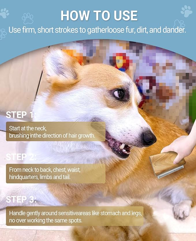 Dog Brush for Shedding | Pet Hair Removal Tool, Cat Grooming Supplies, Deshedding Dog Brush | Combs for cleaning & grooming short and long hair (4.3 Inch (M))-Mewly Pet