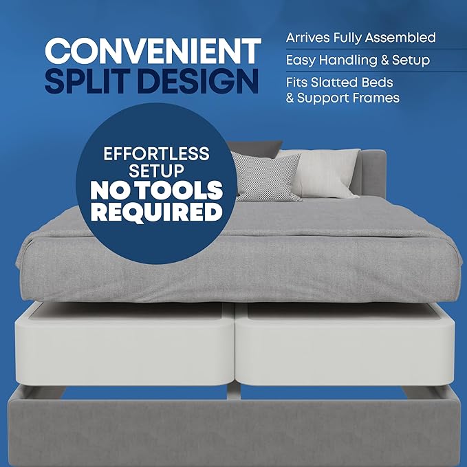 Nutan Inch Sturdy Box Spring for Mattress Support-Durable and Fully Assembled, Natural Wood Full, White, 8" Foundation