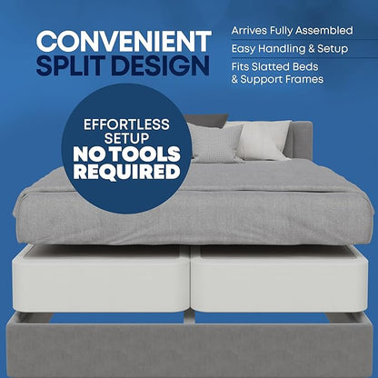 Greaton, Box Spring Bed Base Full Size, 8-Inch Wood Mattress Foundation – Amish Made in USA – Quiet Noise Free, 2-Pieces Under Mattress-Support BoxSpring, Fully Assembled, White