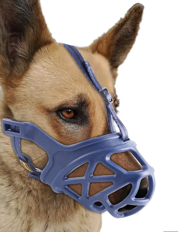 Mayerzon Dog Muzzle, Breathable Basket Muzzles for Small, Medium, Large and X-Large Aggressive Dogs Beagle German Shepherd Doberman, Cage Mouth Guard Stop Biting Chewing for Grooming Training-Mewly Pet