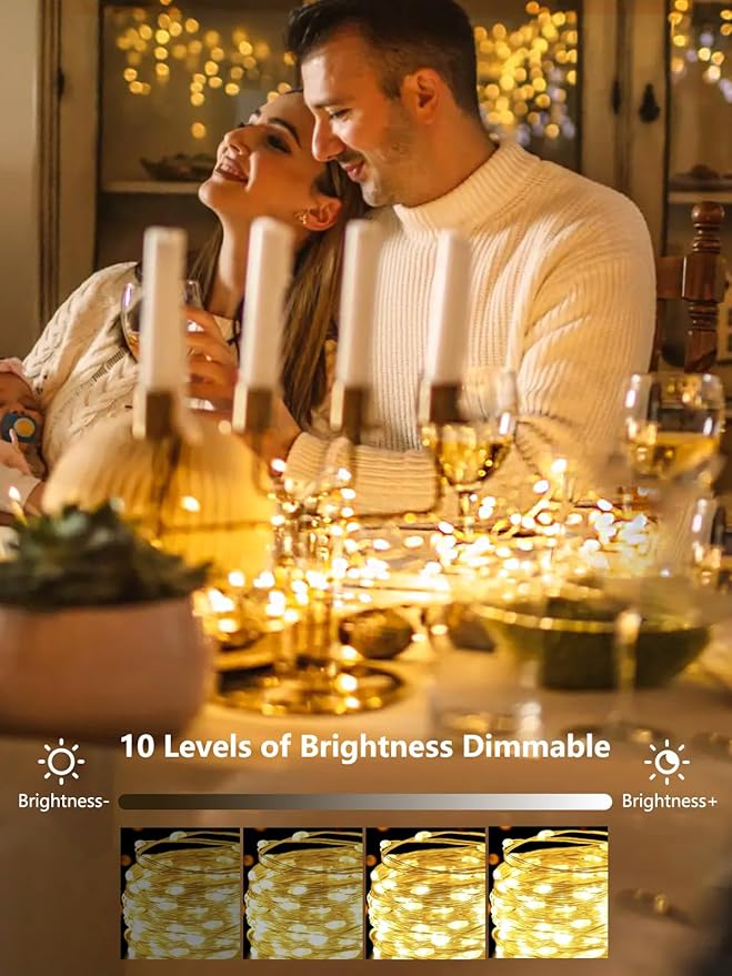 6 Pack 100 LED Fairy Lights Battery Operated with Remote, 33FT Waterproof Twinkle Lights with Timer & 8 Modes, Fairy String Light Outdoor Indoor for Bedroom Classroom DIY Christmas Decor (Warm White)