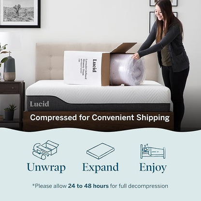 LUCID 3 Inch Lavender Infused Memory Foam Mattress Topper, Twin Size – Ventilated Design – Pressure Relieving Bed Topper - Mattress Pad – CertiPur Certified