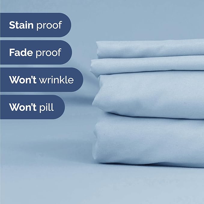 Twin 4 Piece Sheet Set - Comfy Breathable & Cooling - Ultra Soft Hotel Luxury Bedding Set w/ 8-16 Inch Deep Pockets - 1 Flat & 1 Fitted Sheet & 2 Pillowcases - Wrinkle Free and Easy Care - Sky Blue
