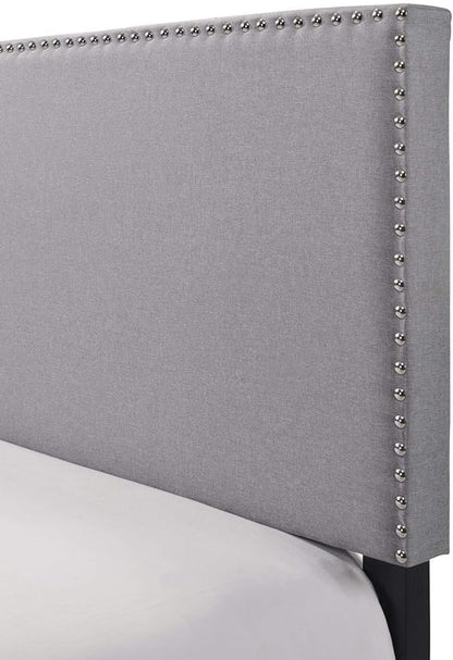 Crown Mark Erin Upholstered Panel Bed in Gray, Twin