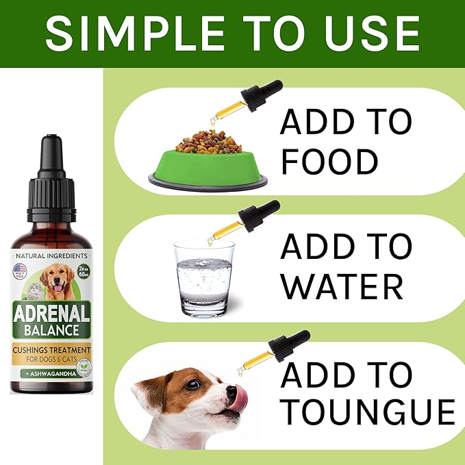 Аdrеnаl Balance for Dogs and Cats - Cushings Treatment for Pets, Аdrеnаl Support w/Ashwagandha, Licorice Root, Rhodiola Rosea – Best Cushings Treatment for Dogs - 2oz Harmony Herbal Drops-Mewly Pet