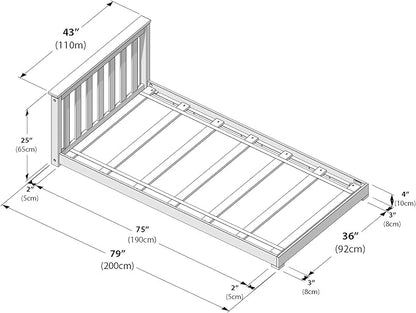 Max & Lily Classic Twin Floor Bed, 79.75 Inches, Solid Wood Low Bed Frame for Kids, Modern Floor Bed for Bedroom, Blossom