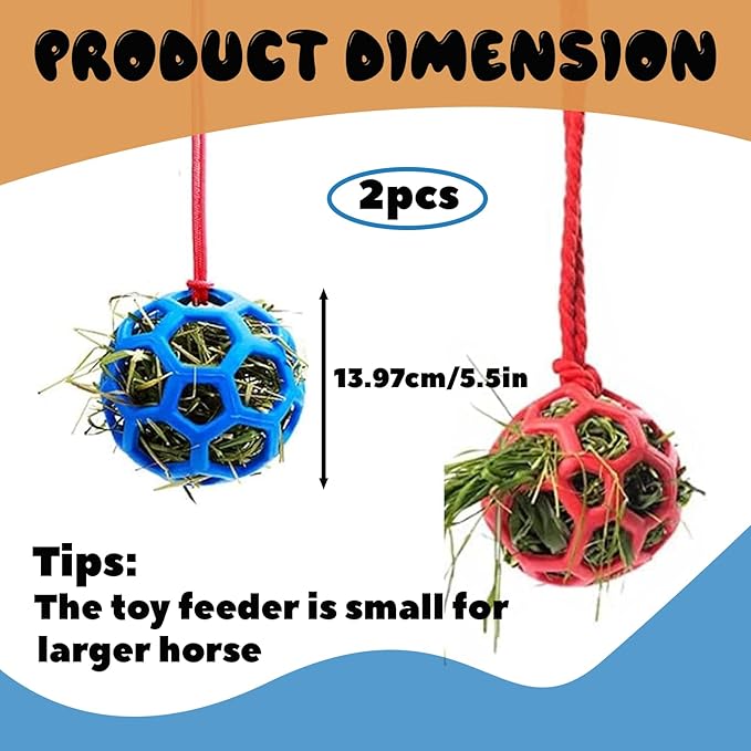 2 Pcs Novelty Hay Ball for Horses to Play with and Relieve Stress, Bright Color Hay Balls for Goats to Avoid Boredom-Mewly Pet