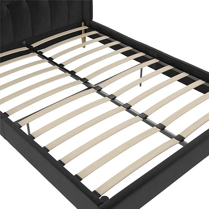Novogratz The Her Majesty Upholstered Bed, Queen, Black Velvet