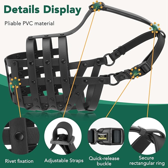 Mayerzon Dog Muzzle for Medium Large Dogs, Humane Basket Muzzle, Soft & Lightweight & Adjustable | Anti Biting Chewing Eating, Suits Training Walks Grooming Vet Visits, Drink & Pant Easily (Black, M)-Mewly Pet
