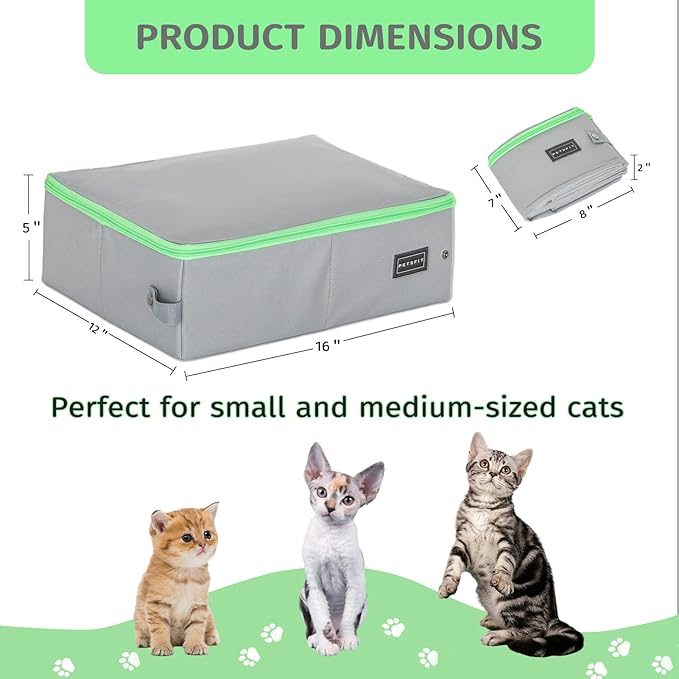 PETSFIT Travel & Portable Cat Litter Box - Leak-Proof, Waterproof Bottom, Collapsible Litter Boxes Perfect for Hotel/Lawn/Car Travel-Mewly Pet
