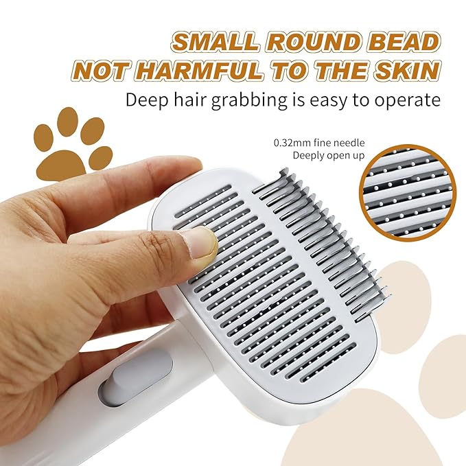 TemApex 2-in-1 Self Cleaning Shedding Brush & Dematting Comb for Long Haired Cats and Dogs, Pet Grooming Deshedding Brush for Dog and Cat Removes Loose Fur & Tangles-Mewly Pet