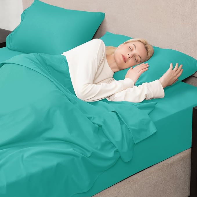 Mejoroom Bed Sheets Set,Extra Soft Luxury King Size Sheets with 15-inch Deep Pocket,Premium Bedding Collection - Soft, Breathable, Wrinkle & Fade Resistant - 4 Piece (King,Teal)