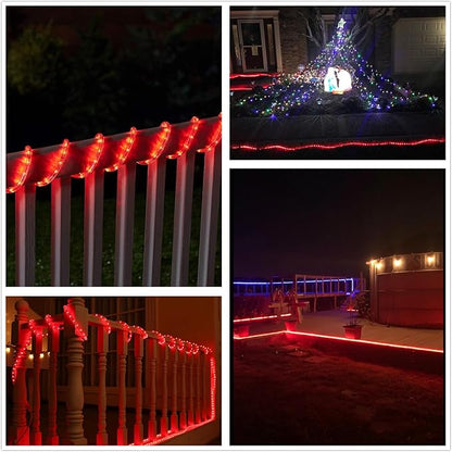 100Ft LED Rope Lights, LED Strip Lights Outdoor Waterproof Decorative Lighting for Indoor/Outdoor, Eaves, Backyards Garden, Halloween and Christmas Decorations(Christmas Red)