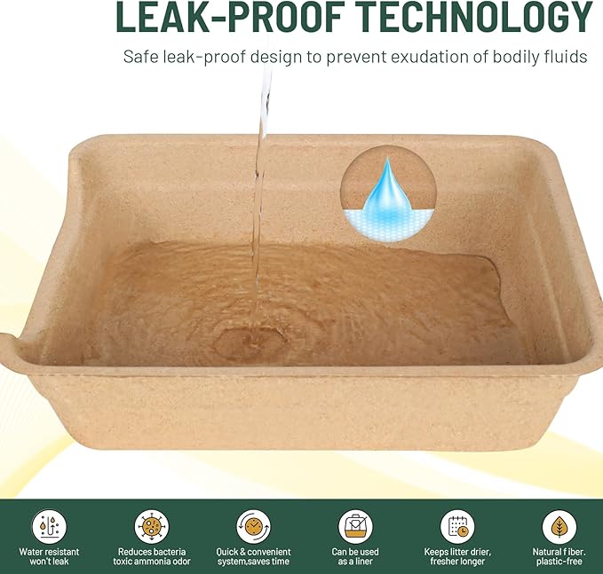 Disposable Litter Boxes for Cats, Low Entry Paper Litter Box, Paper Cat Litter Tray with One-time Pet Bath Towel Set （3PACKS with 1 Towel） for Travel on Weekends or Trips of Short Holidays-Mewly Pet