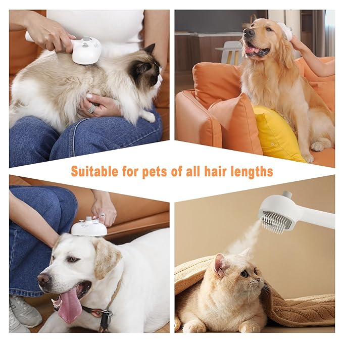 Cat Steam Brush-3 in 1 Pet Brush,Dog Shedding Tool Self Cleaning Pet Spray Depilation Comb with Release Button,Dog Steam Brushs,Cat Grooming Supplies for Long Short Haireds-Mewly Pet