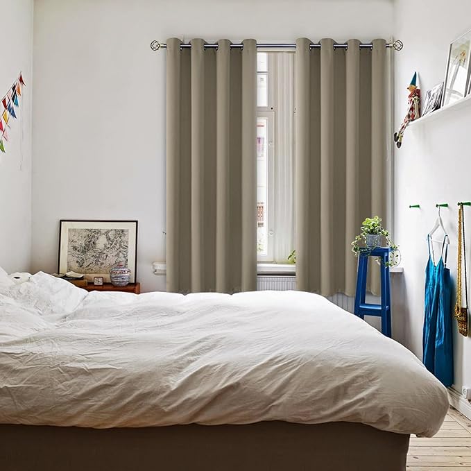 BGment Room Darkening Curtains 63 Inches Long - Grommet Thermal Insulated Drapes Window Treatment Curtains for Bedroom, 2 Panels, 52 x 63 Inch, Cocoa
