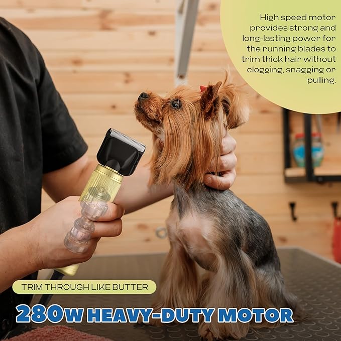 Pet Grooming Clippers 280W for Thick Heavy Coats, 2000-6000rpm Stepless Speed Control & 10ft Power Cord, Low Noise< 50db, Dog Trimmer Kit with Extra Detachable Blade (280W)-Mewly Pet