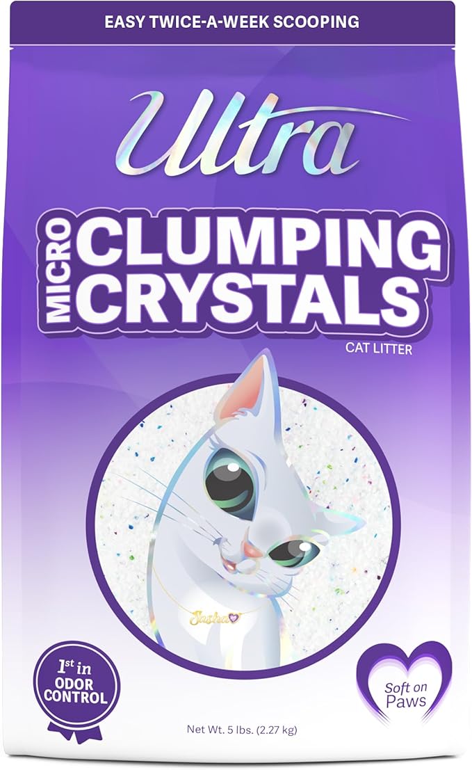 Ultra Clumping Micro Crystals Cat Litter - Dust Free, Soft on Paws, Fragrance Free - 5 Lbs.-Mewly Pet