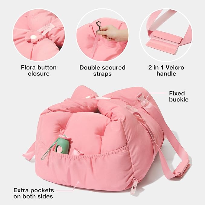 VETRESKA Dog Carrier Dog Car Seat for Small Dogs - Washable Cat Carrier Portable Puppy Bed for Car Seat of Easy Installation Pet Travel Carrier Bed with Storage Pocket & Safety Clip-On Leas-Mewly Pet