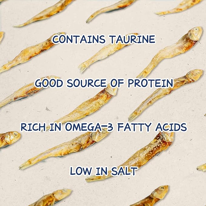 Whole Fish Treats for Dogs Cats, Air Dried -100% Wild-Caught Fish Treat, Only Two Ingredient, High in Protein and Omega-3, 8oz-Mewly Pet