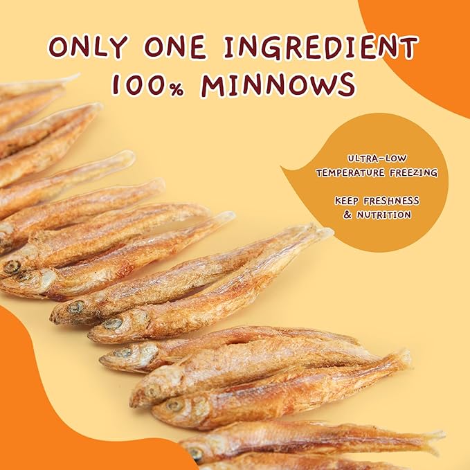 Jungle Calling Freeze Dried Minnows for Cats & Dogs, Single Ingredient Fish Cat & Dog Treats, High Protein Grain Free Pet Training Snacks, 2 oz-Mewly Pet