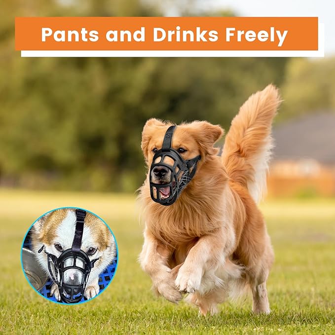 Dog Muzzle, Basket Muzzle Anti Biting Chewing, Sturdy Lightweight Muzzle Allows Panting Drinking, Cage Muzzle for Small Medium Large Dogs, Suitable for Grooming Trimming Training (Size 5)-Mewly Pet