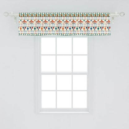 Ambesonne Mexican Window Valance Pack of 2, Latin American Cultural Native Borders Indigenous Saguaro Sombrero Tequila Bottle, Rod Pocket Curtain Valances for Kitchen Bedroom, 42" X 12", Jade Green