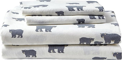 Eddie Bauer - Twin Sheets, Cotton Flannel Bedding Set, Brushed for Extra Softness, Cozy Home Decor (Bear Family)