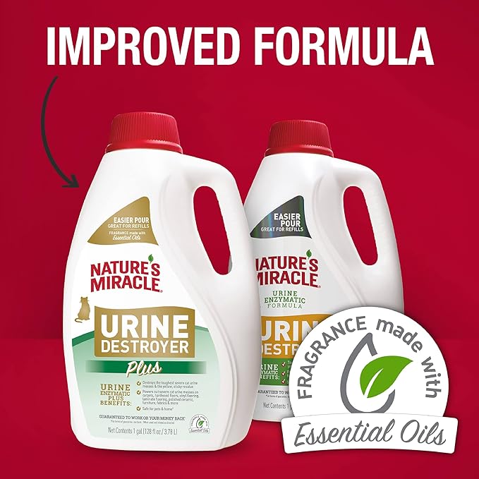 Nature's Miracle Urine Destroyer Plus for Cats, Enzymatic Formula for Severe Cat Urine Stains, 1 Gal-Mewly Pet