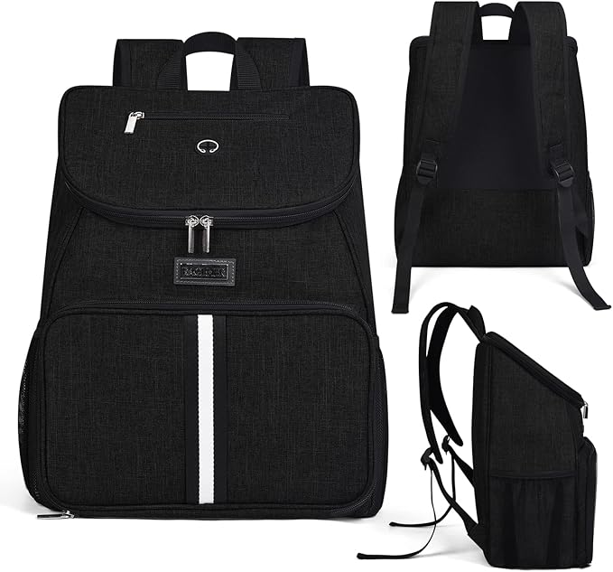 BAGLHER丨Dog Travel Bag, Airline Approved Pet Supplies Backpack, Dog Travel Backpack Accessories Set with 2 Silicone Collapsible Bowls and 2 Food Baskets. Black-Mewly Pet