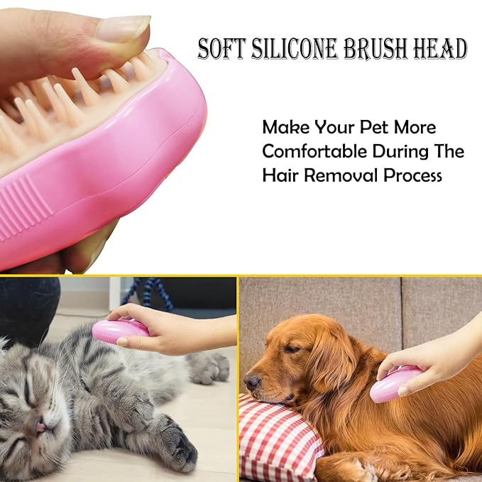 Steam Brush for Cats, Spray Comb Mist Brush, Rechargeable Steam Pet Brush for Dogs and Cats, Self-Cleaning 3-in-1 Cat Hair Brush with Steam for Long and Short Hair for Cats and Dogs (pink)-Mewly Pet