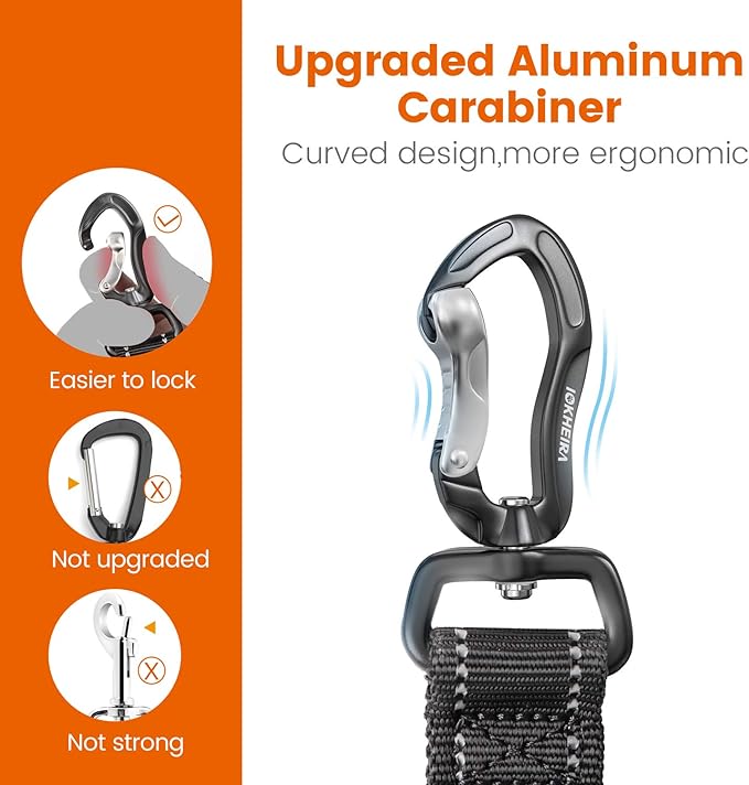 IOKHEIRA Dog Seatbelt, Updated Adjustable Harness Reflective Bungee Dog Car Seat Belt with Aviation Aluminum Alloy Rotatable Carabiner, Hook & Buckle-Mewly Pet